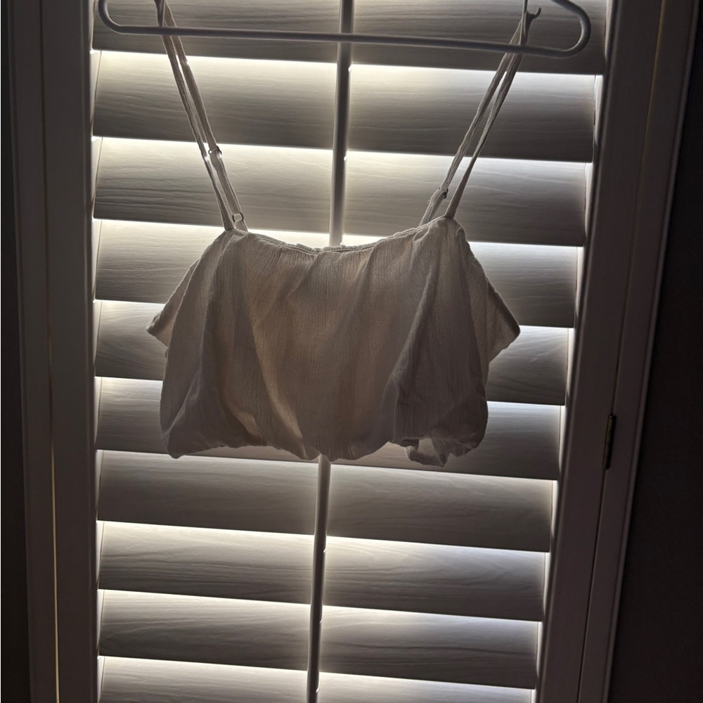 wild fable White Textured Cropped Cami with Adjustable Straps